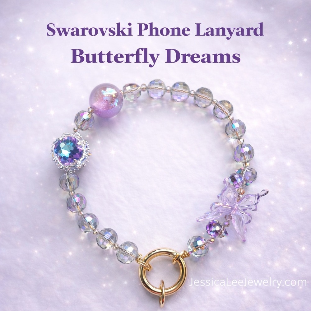 Beaded Phone Lanyard – Handcrafted Statement Wristlet | Butterfly Dreams